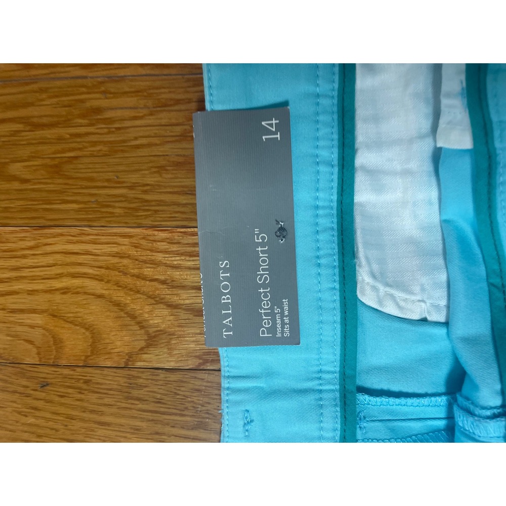 Talbots Perfect Short 5 Turquoise Blue Chino Shorts Womens 14 New - Picture 4 of 7